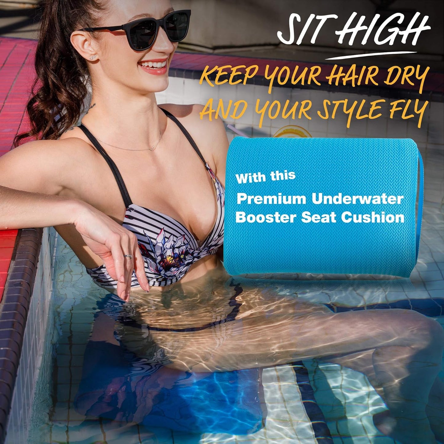 Hot Tub Booster Seat, 15 X 12 X 5 Inches - Hot Tub Pillow with Non-Slip Micro Dot Bottom and 6 Weight Sections - Quick Dry Hot Tub Accessories for Adults and Kids - Indoor Outdoor Hot Tubs