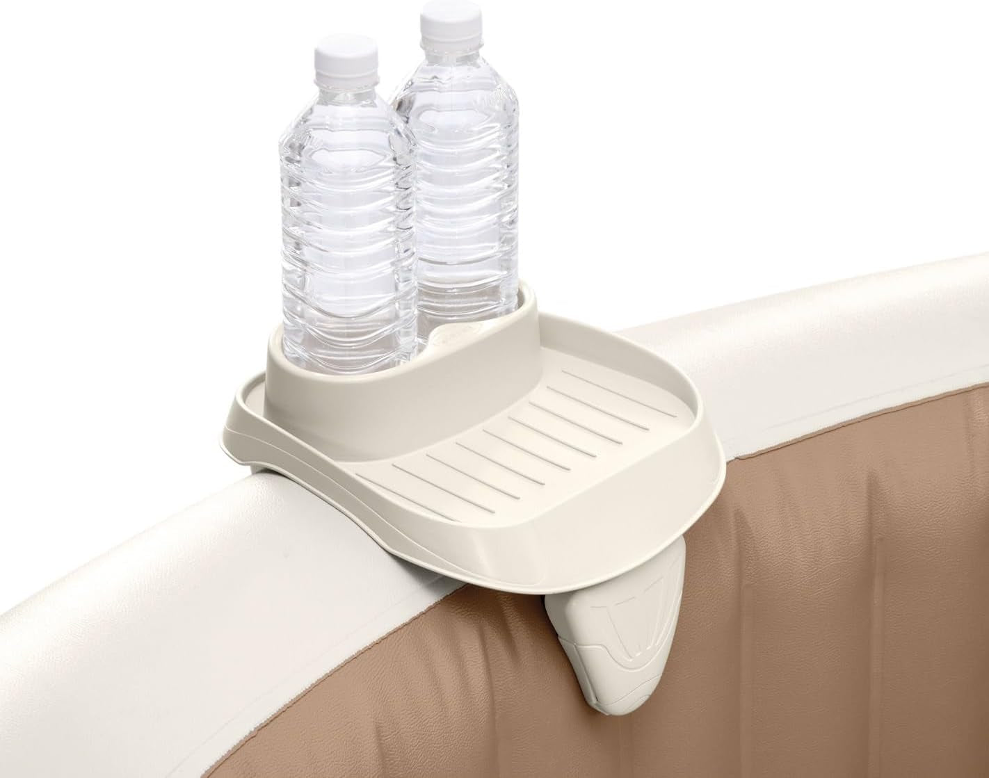 Purespa Attachable Cup Holder for Spa Wall, Pool and Hot Tub Accessory for Drinks That Holds 2 Standard Sized Beverages, Tan, (8 Pack)