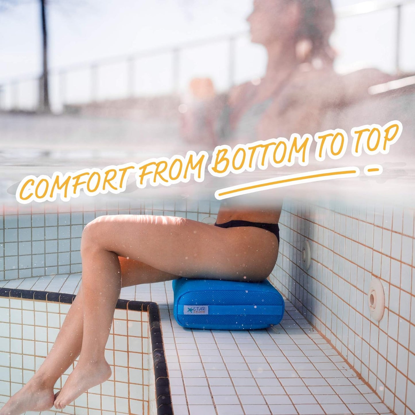 Hot Tub Booster Seat, 15 X 12 X 5 Inches - Hot Tub Pillow with Non-Slip Micro Dot Bottom and 6 Weight Sections - Quick Dry Hot Tub Accessories for Adults and Kids - Indoor Outdoor Hot Tubs