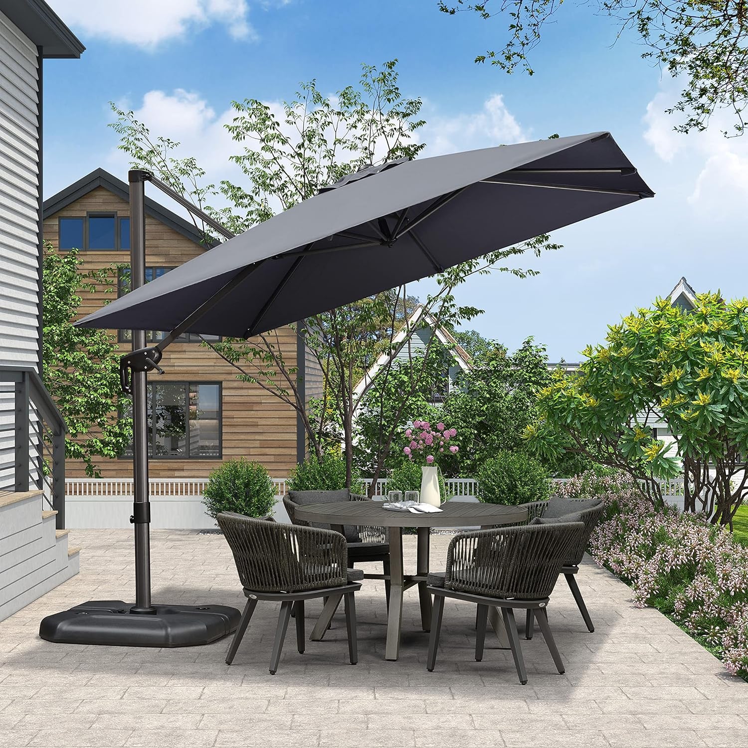 cantilever square patio umbrella 9 Feet Patio Umbrella Outdoor Cantilever Square Umbrella Aluminum Offs