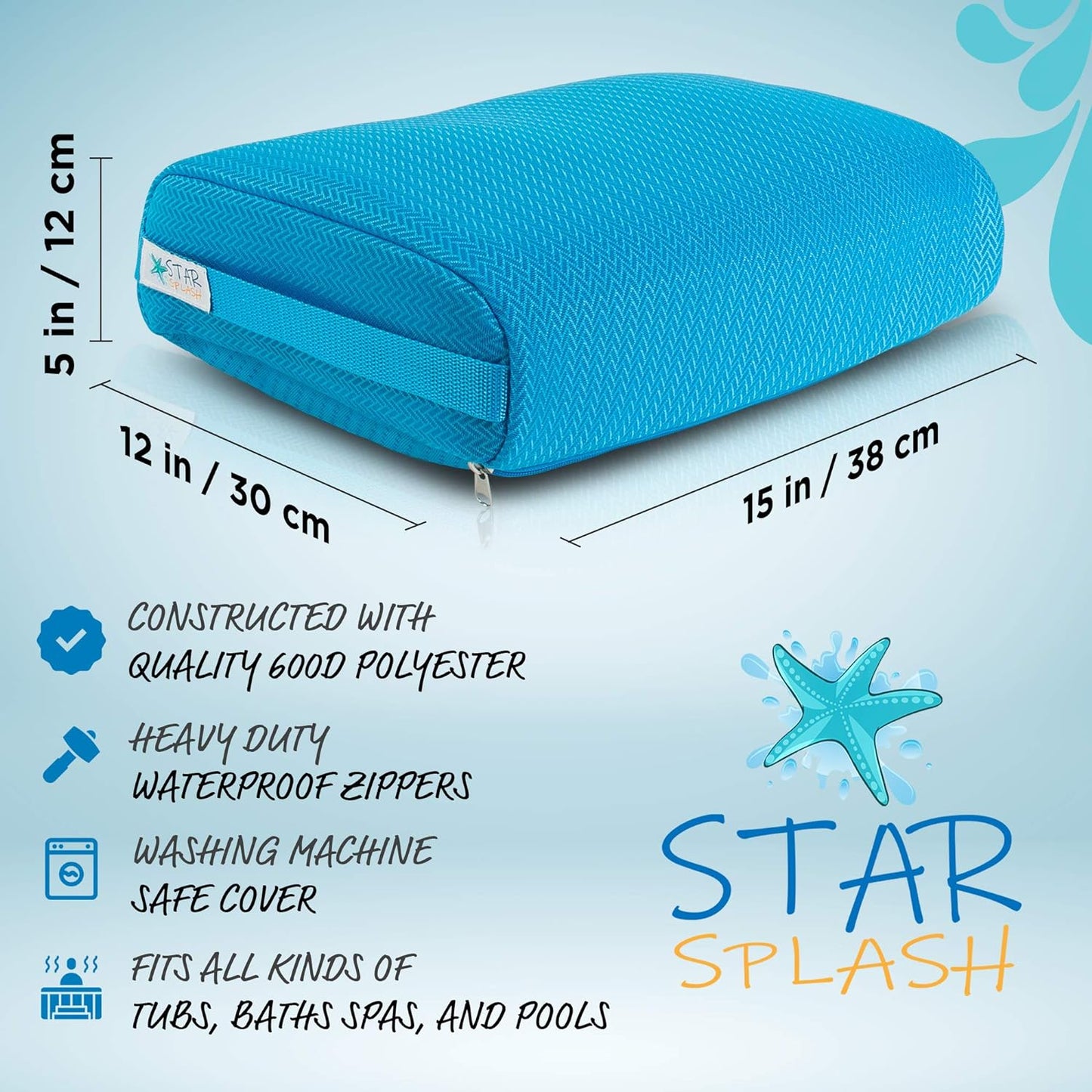 Hot Tub Booster Seat, 15 X 12 X 5 Inches - Hot Tub Pillow with Non-Slip Micro Dot Bottom and 6 Weight Sections - Quick Dry Hot Tub Accessories for Adults and Kids - Indoor Outdoor Hot Tubs