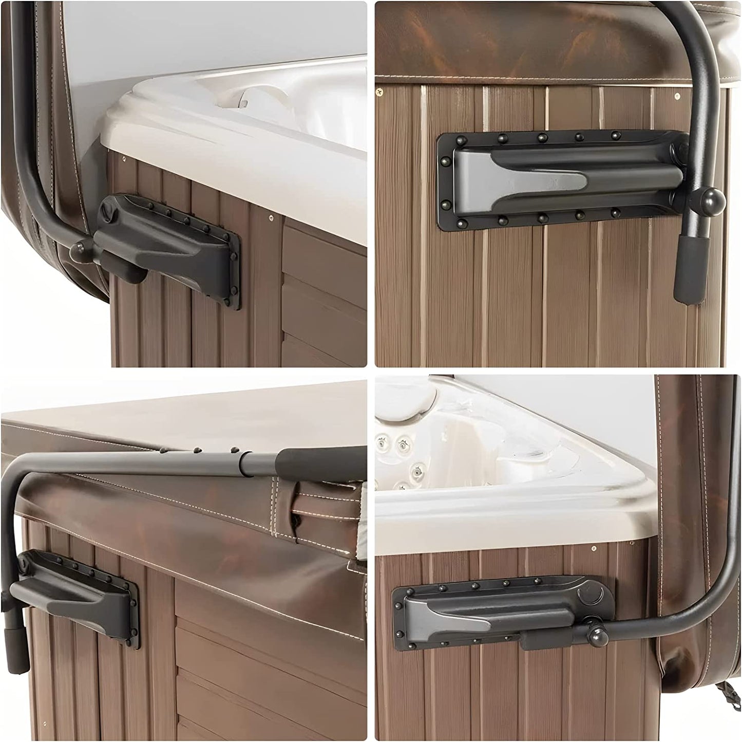 Hot Tub Cover Lifter - Pivot Top Mount Spa & Hot Tub Cover Lift Removal System Reinforced Brackets with 3 Hook Towel Rack Fits Most Spas & Hot Tubs