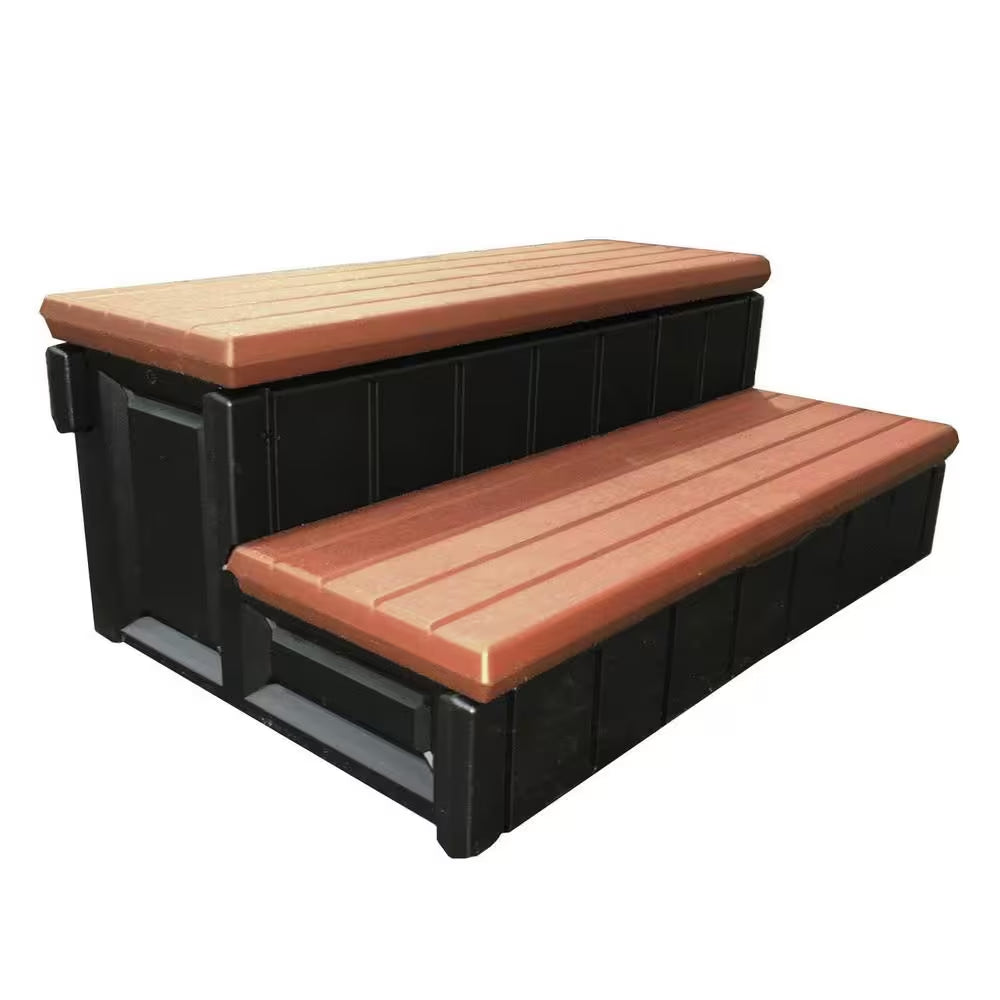 Leisure Accents 36 In. Deluxe Deck Patio Spa Hot Tub Steps, Redwood