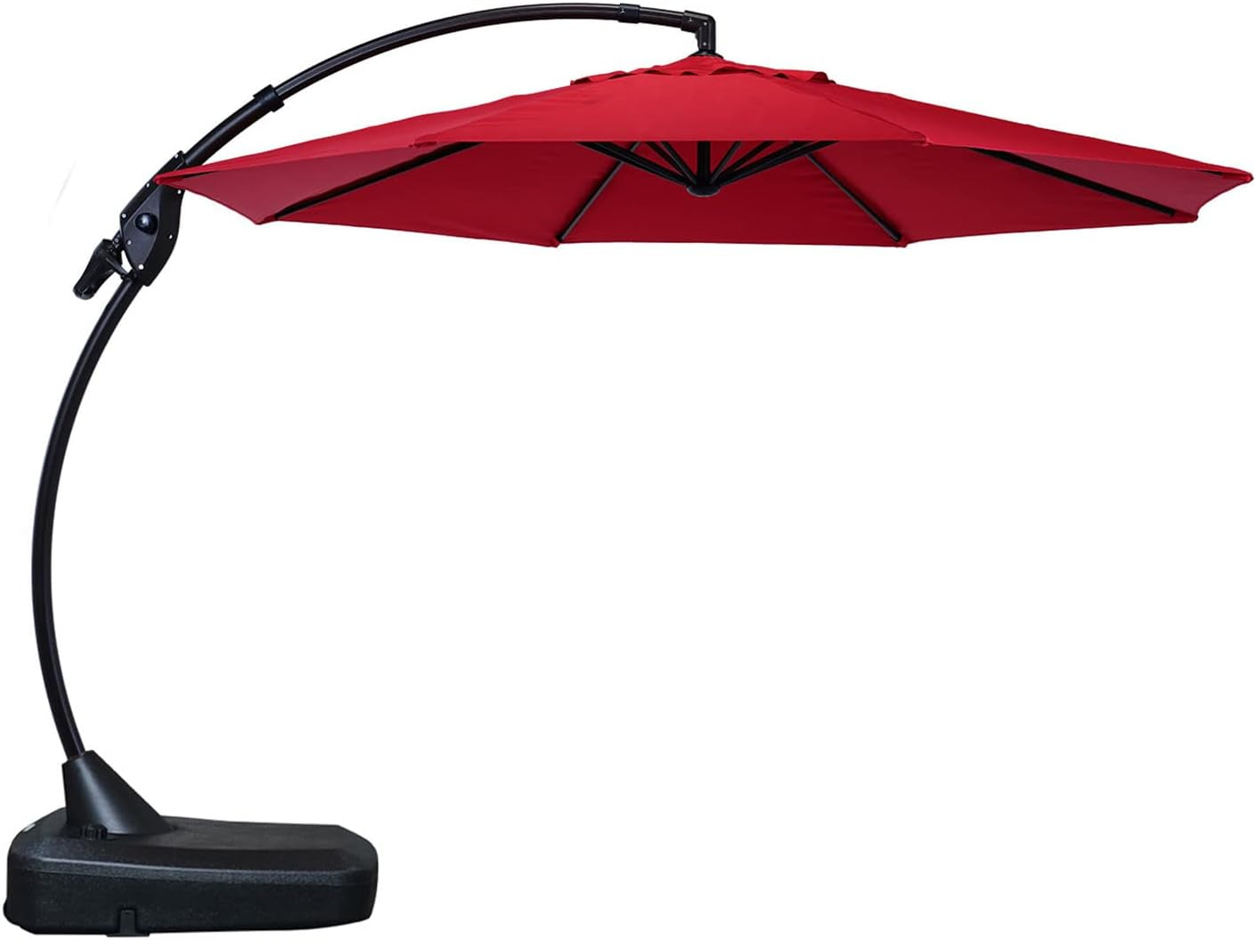 12 FT Sunbrella Cantilever Umbrella with Base Outdoor Aluminum Offset Umbrella round Shade with Tilt Adjustment (Flax, 12 FT-SUNBRELLA)