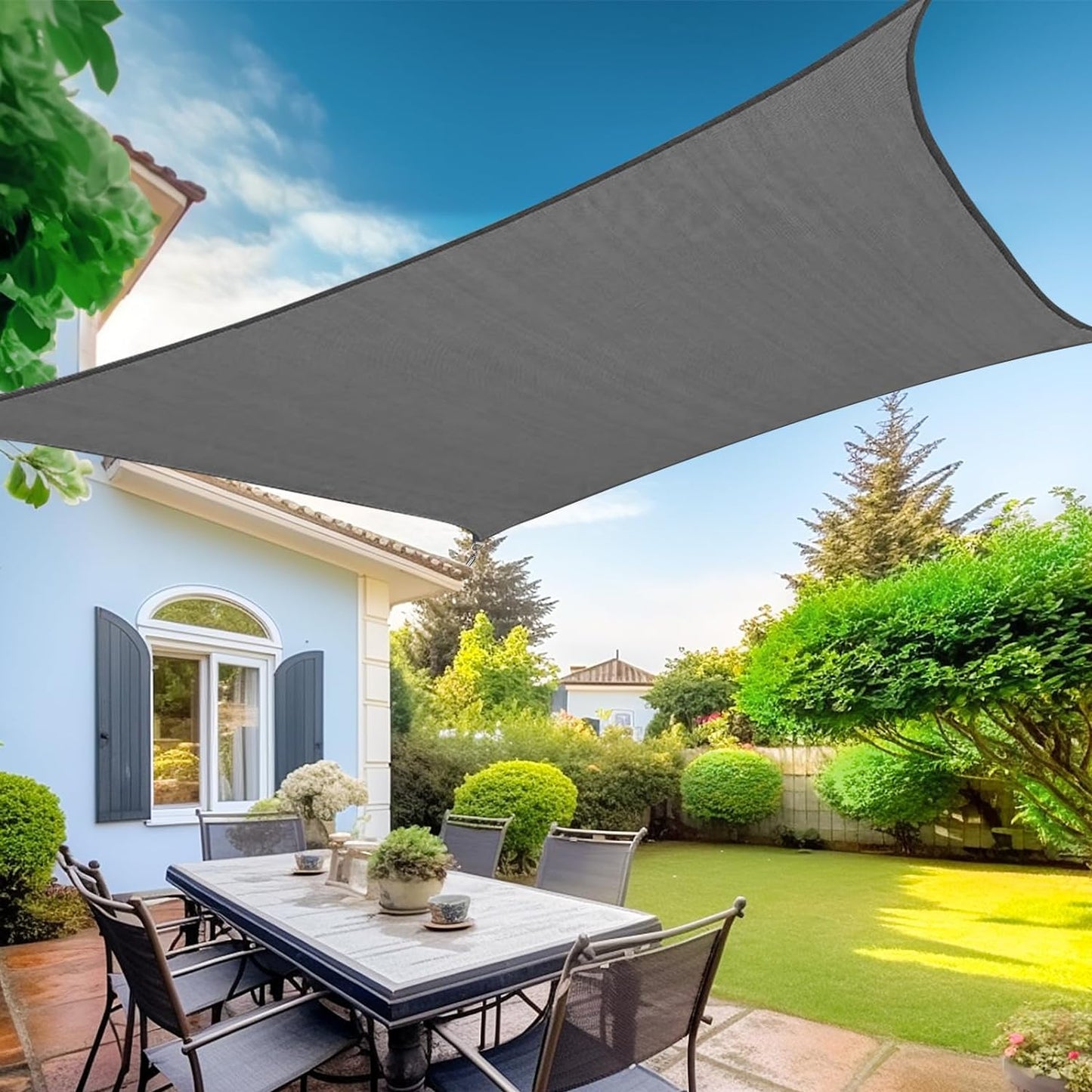 Sun Shade Sail Curved 20'X26' Dark Gray Rectangle Outdoor Shade Cover UV Blovk Canopy for Patio Garden Backyard Heavy Duty Permeable 185GSM (We Make Custom Size)