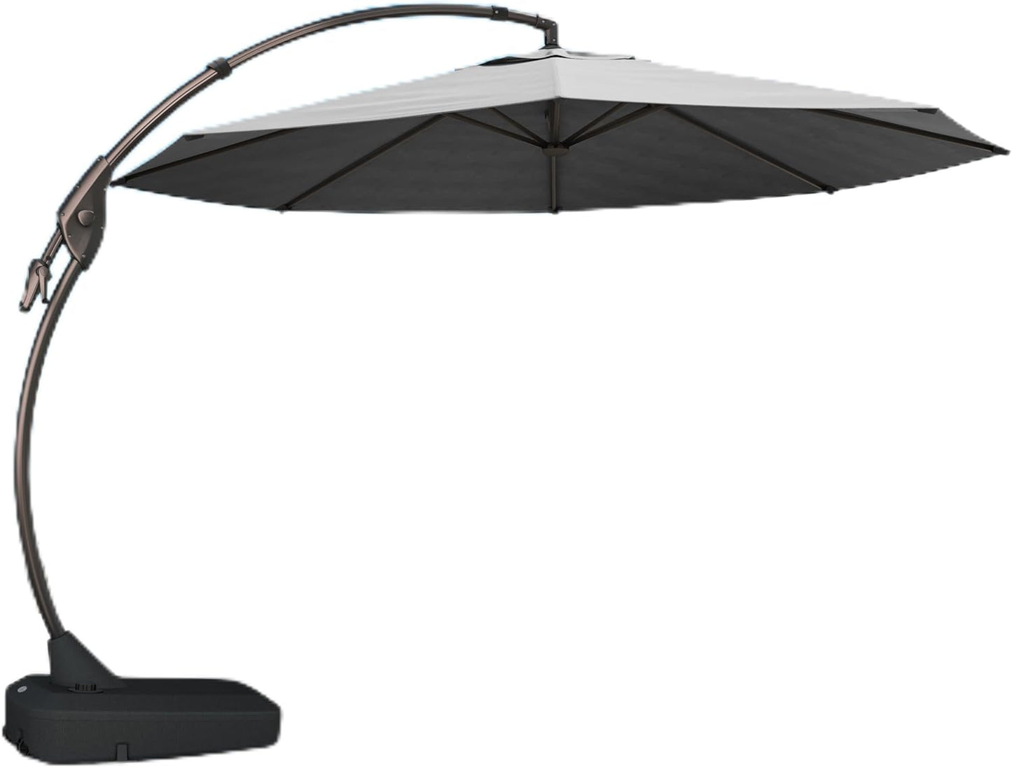 12 FT Sunbrella Cantilever Umbrella with Base Outdoor Aluminum Offset Umbrella round Shade with Tilt Adjustment (Flax, 12 FT-SUNBRELLA)