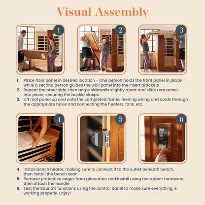 Andora 2 Person 6 Heating Panel Infrared Indoor Wood Dry Sauna