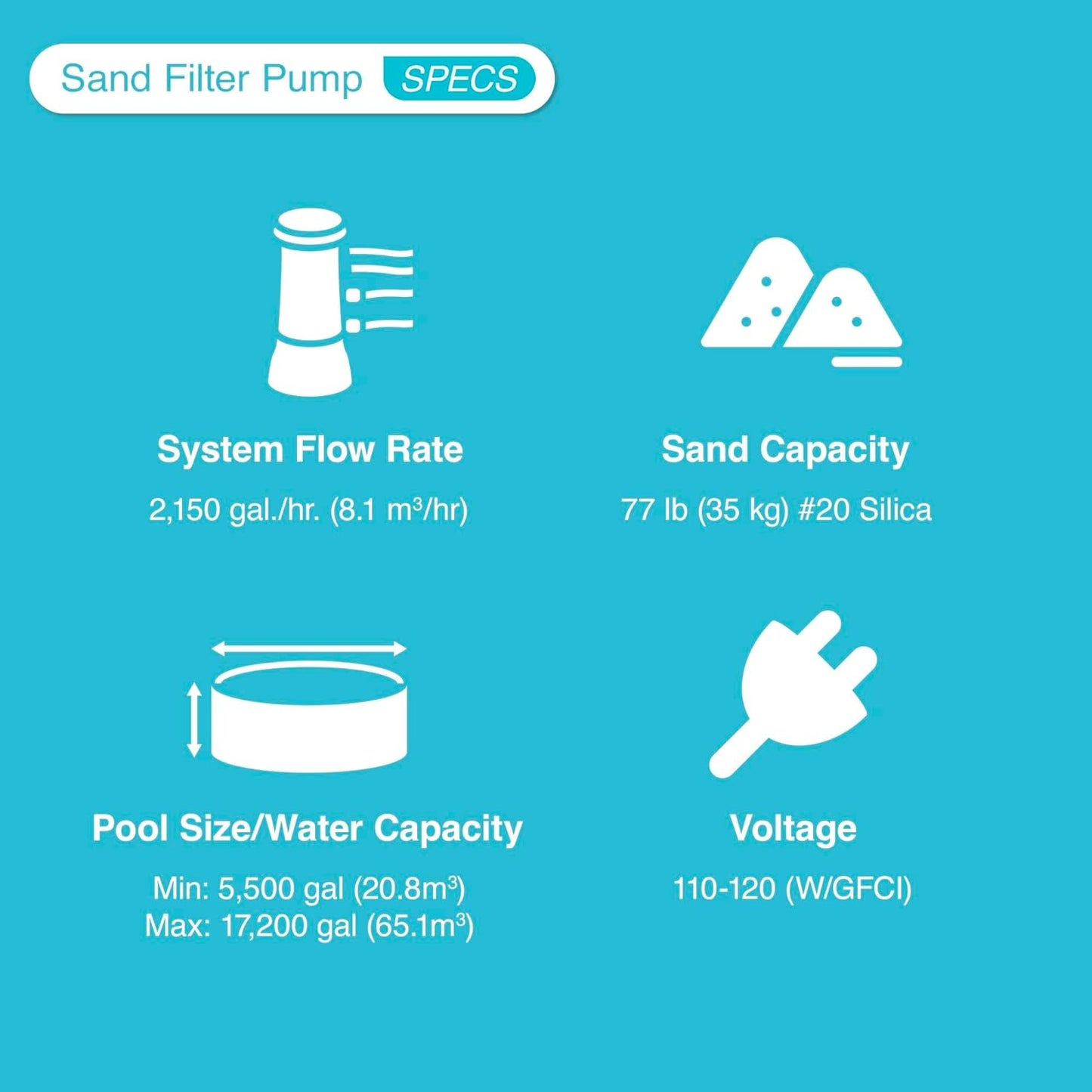 SX2800 Krystal Clear Sand Filter Pump for above Ground Pools: 2800 GPH Pump Flow Rate – Improved Circulation and Filtration – Easy Installation – Improved Water Clarity – Easy-To-Clean