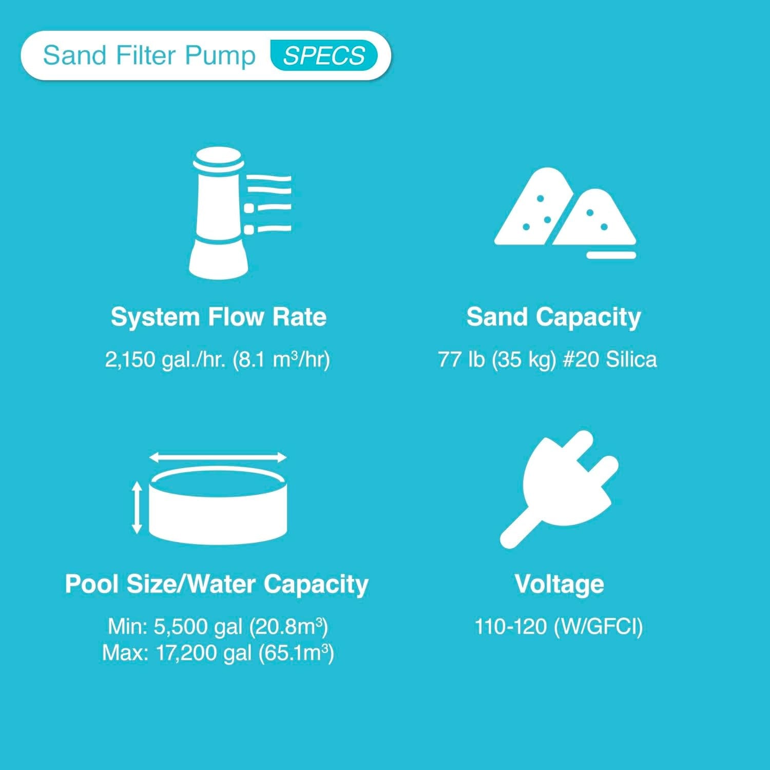 SX2800 Krystal Clear Sand Filter Pump for above Ground Pools: 2800 GPH Pump Flow Rate – Improved Circulation and Filtration – Easy Installation – Improved Water Clarity – Easy-To-Clean