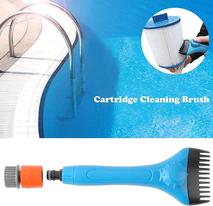 Pool & Spa Filter Cartridge Cleaner Tool, Handheld Pool Filter Cleaning Tool Removes Debris and Dirt from Spa and Hot Tub Filters(With Adapter)