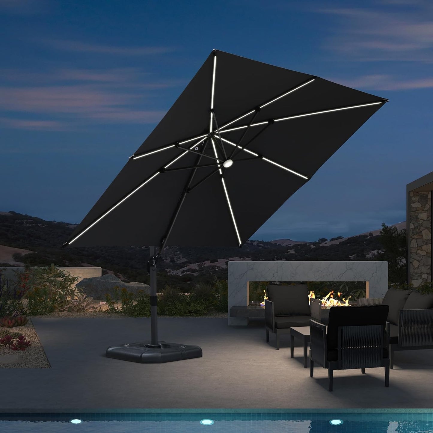 9 Feet Patio Umbrella Outdoor Cantilever Square Umbrella Aluminum Offset Umbrella with 360-Degree Rotation for Garden Deck Pool Patio, Grey