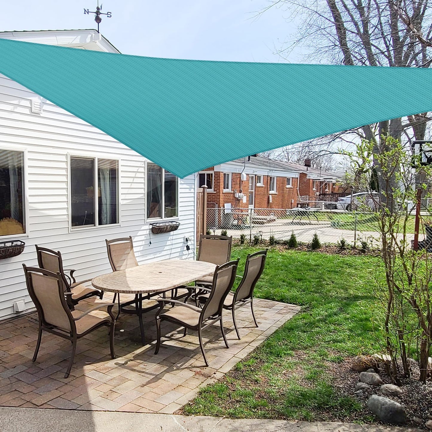 26' X 26' X 26' Sun Shade Sail Triangle Outdoor Canopy Cover UV Block for Backyard Porch Pergola Deck Garden Patio (Red)