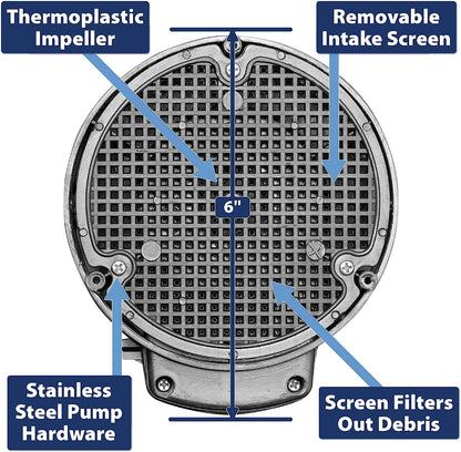 91250 1800GPH Thermoplastic Submersible Utility Pump with 10-Foot Cord, 1/4 HP