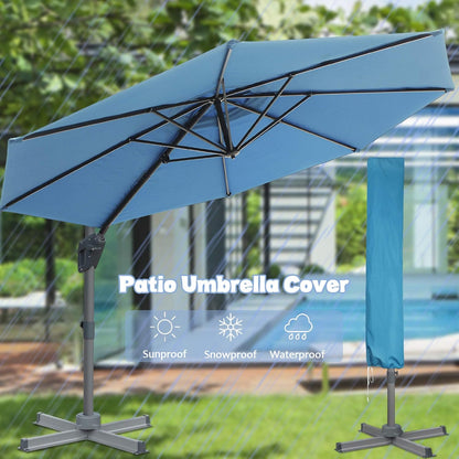 10Ft Offset Umbrella, Hanging Patio Umbrella with 360¡Ã Rotation, Outdoor Cantilever Umbrella, outside Market Umbrella with Easy Tilt for Garden, Backyard, Patio, Pool