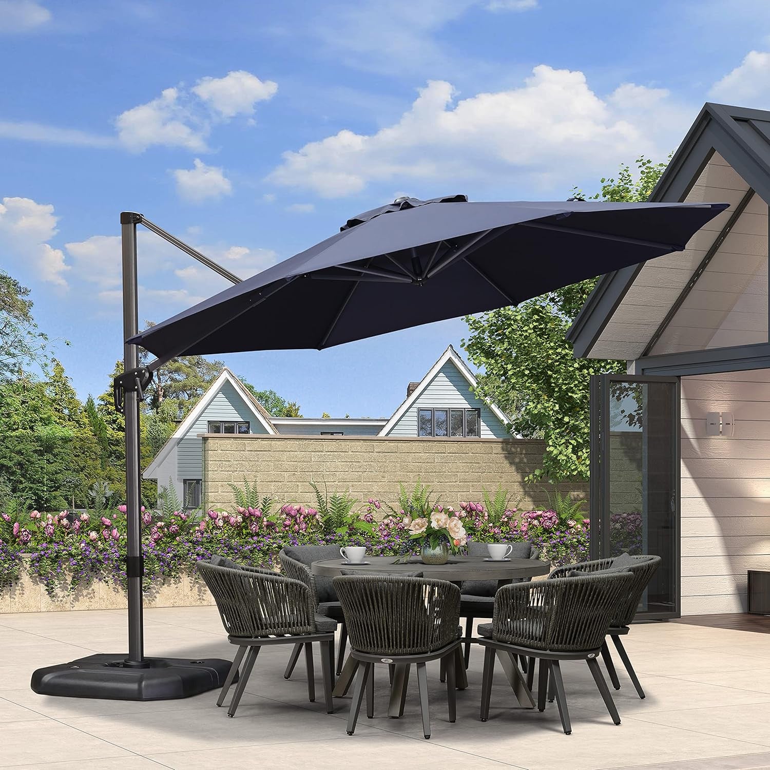 9 Feet Patio Umbrella Outdoor Cantilever Square Umbrella Aluminum Offs – SpaChemGuy