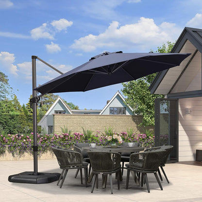 9 Feet Patio Umbrella Outdoor Cantilever Square Umbrella Aluminum Offset Umbrella with 360-Degree Rotation for Garden Deck Pool Patio, Grey