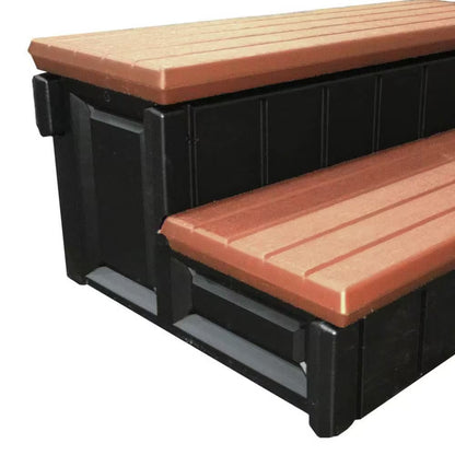 Leisure Accents 36 In. Deluxe Deck Patio Spa Hot Tub Steps, Redwood