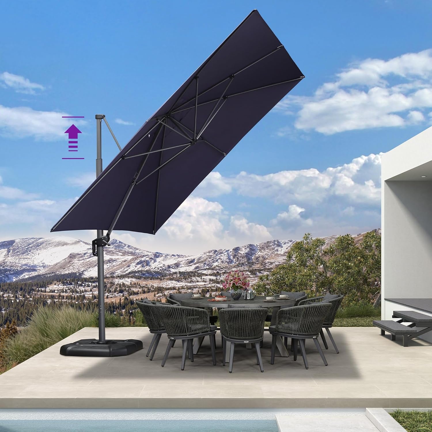 9 ft aluminum patio umbrella in spa 9 Feet Patio Umbrella Outdoor Cantilever Square Umbrella Aluminum Offs – SpaChemGuy