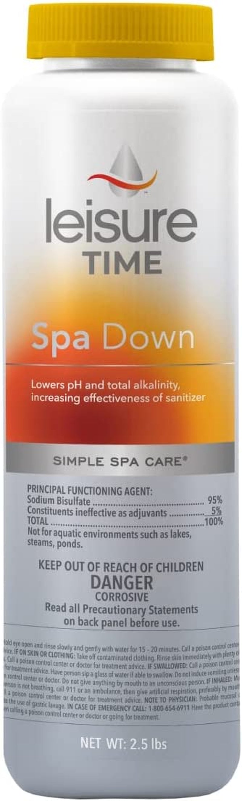 22338 Spa Down, Ph Reducer for Hot Tubs and Spas, Prevents Scaling and Clouding, Compatible with Various Sanitizers, 2.5Lbs