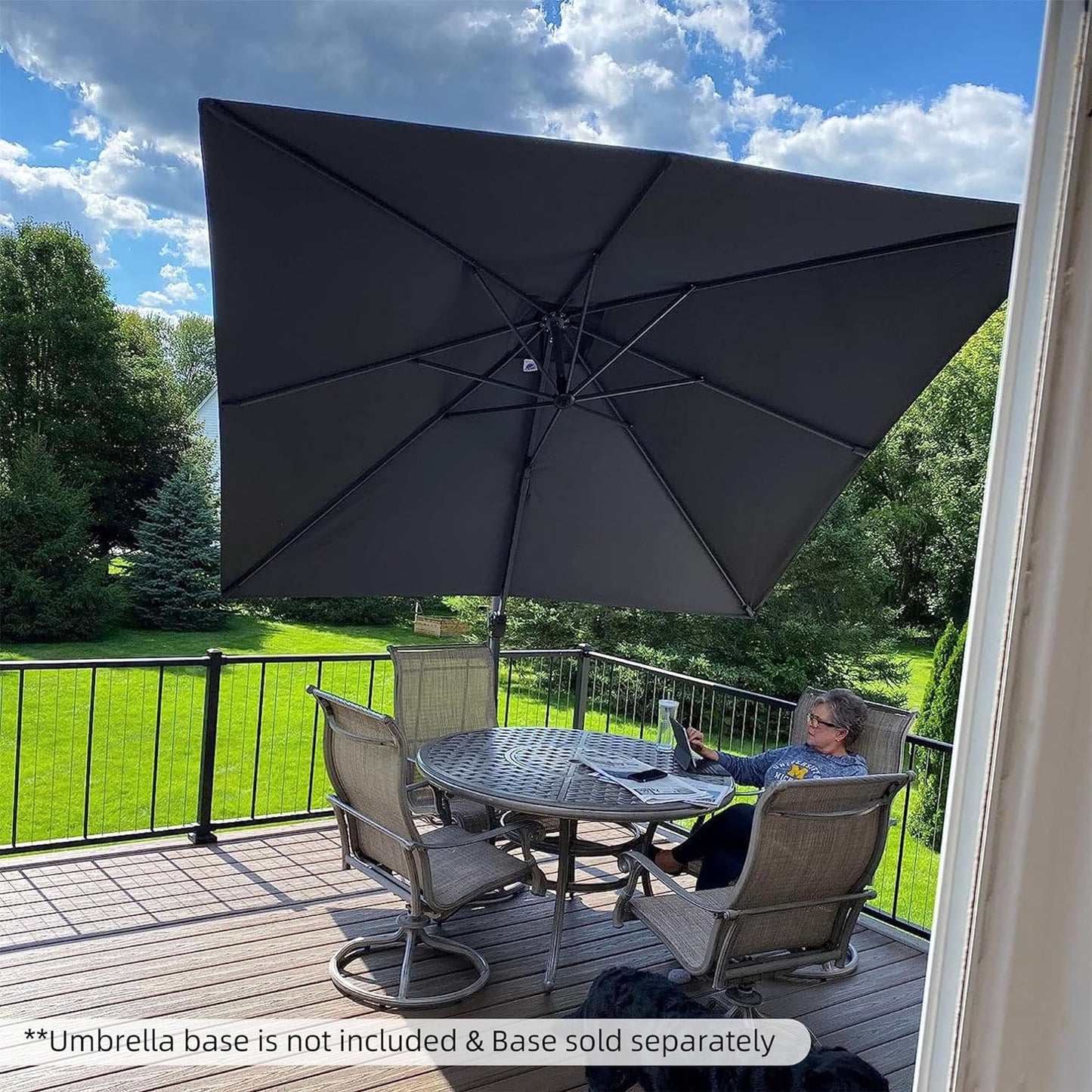 9 Feet Patio Umbrella Outdoor Cantilever Square Umbrella Aluminum Offset Umbrella with 360-Degree Rotation for Garden Deck Pool Patio, Grey