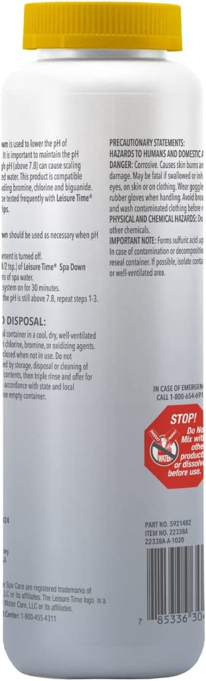 22338 Spa Down, Ph Reducer for Hot Tubs and Spas, Prevents Scaling and Clouding, Compatible with Various Sanitizers, 2.5Lbs