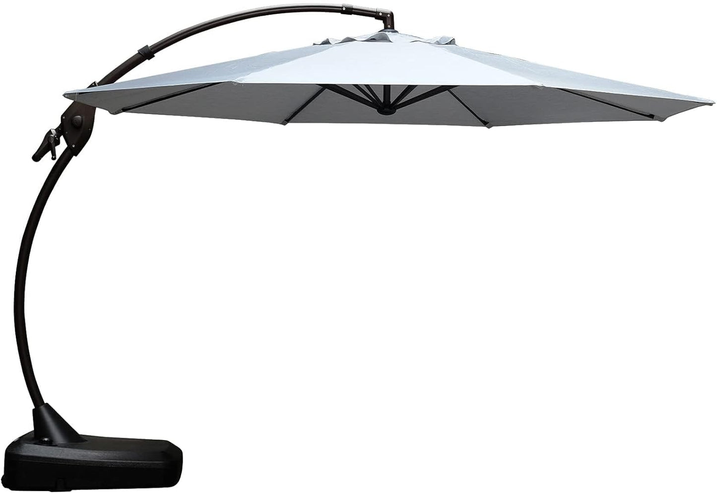 12 FT Sunbrella Cantilever Umbrella with Base Outdoor Aluminum Offset Umbrella round Shade with Tilt Adjustment (Flax, 12 FT-SUNBRELLA)