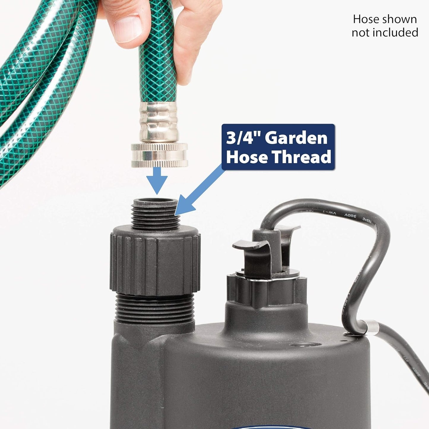 91250 1800GPH Thermoplastic Submersible Utility Pump with 10-Foot Cord, 1/4 HP