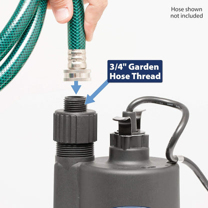 91250 1800GPH Thermoplastic Submersible Utility Pump with 10-Foot Cord, 1/4 HP