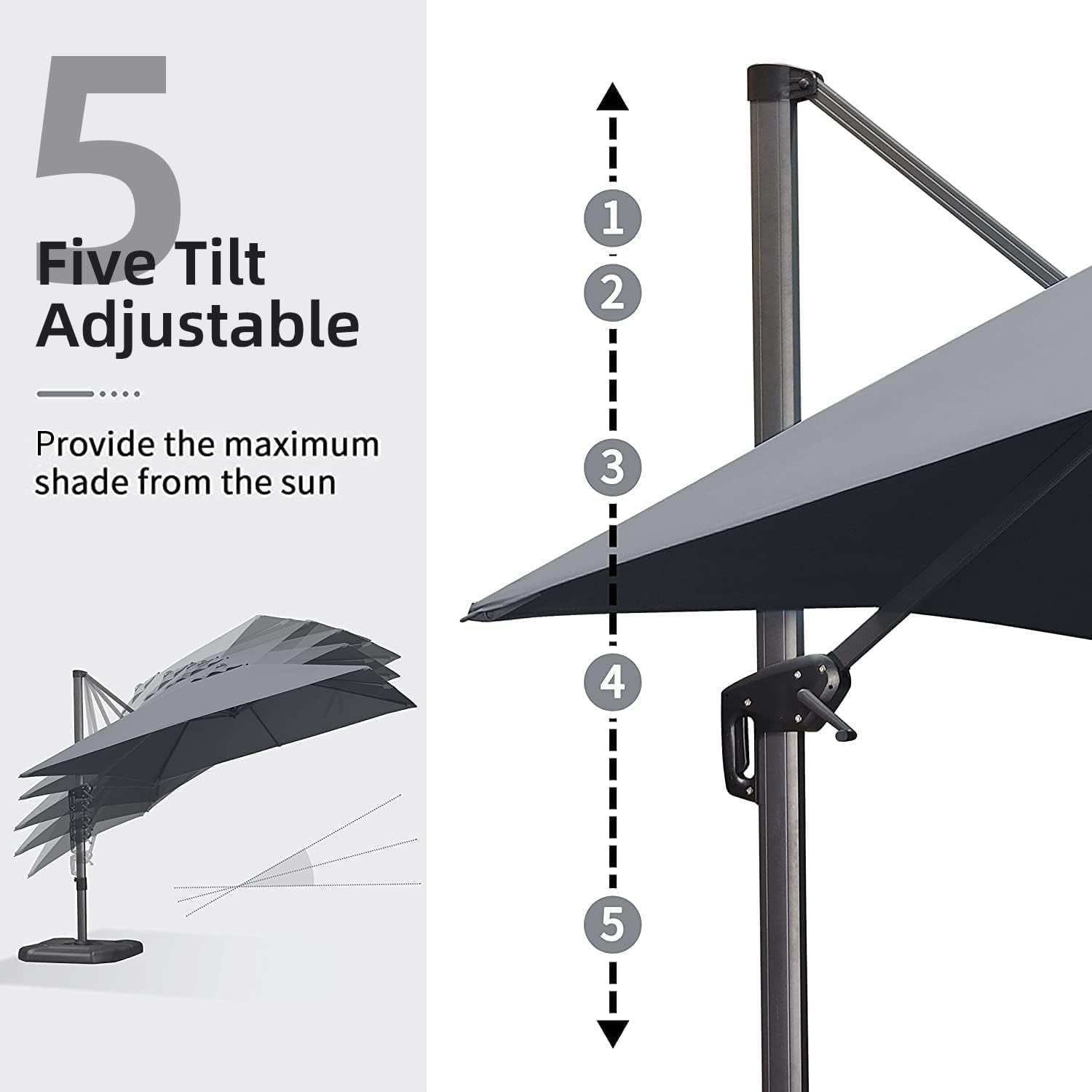 4 feet patio umbrella 9 Feet Patio Umbrella Outdoor Cantilever Square Umbrella Aluminum Offs – SpaChemGuy